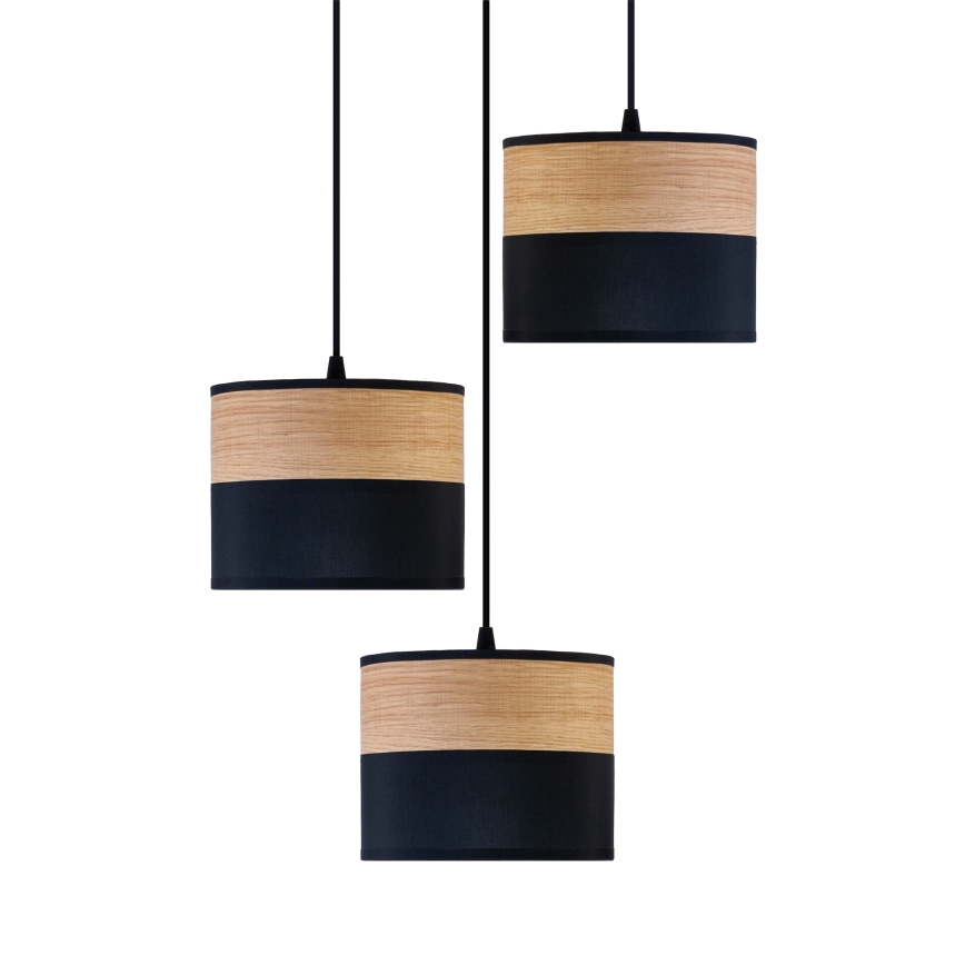 Luster na sajli ALBA 3xE27/15W/230V, prečnik 40 cm, crna/smeđa