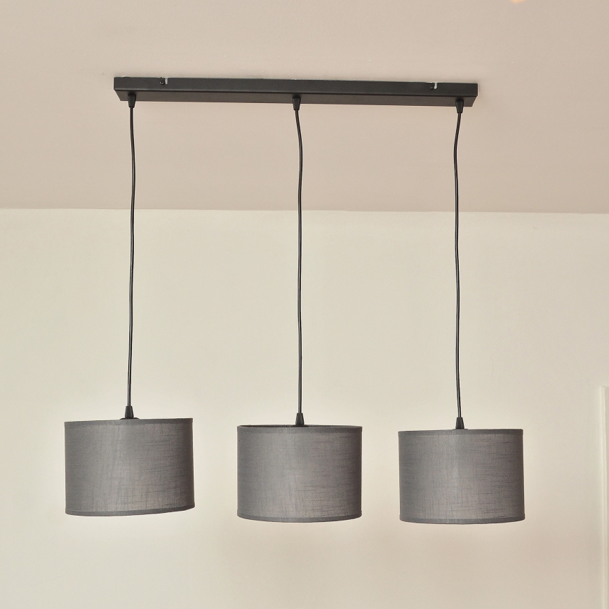 Luster na sajli ALBA 3xE27/15W/230V siva