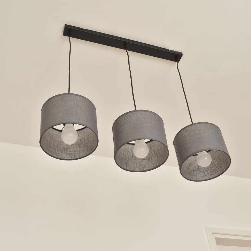 Luster na sajli ALBA 3xE27/15W/230V siva