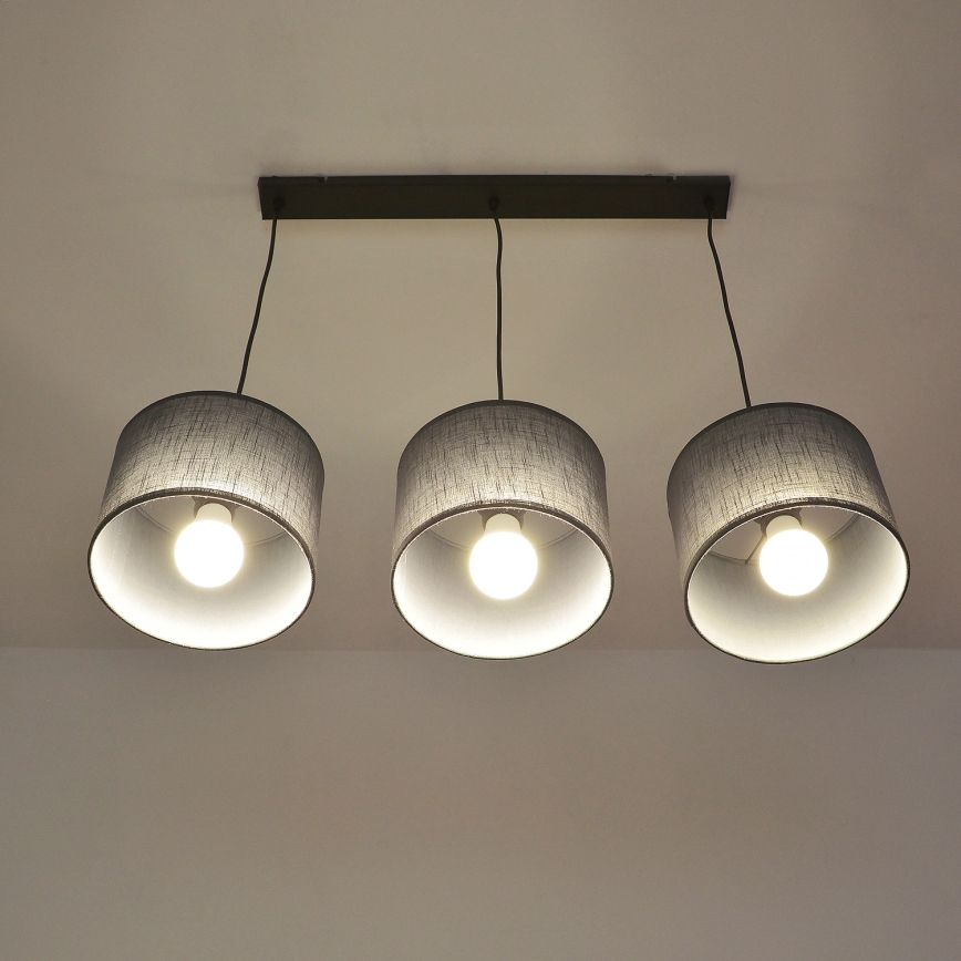 Luster na sajli ALBA 3xE27/15W/230V siva