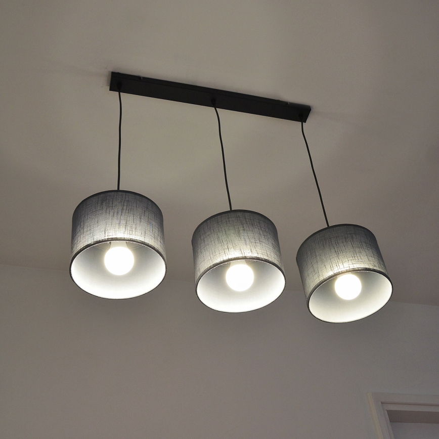 Luster na sajli ALBA 3xE27/15W/230V siva