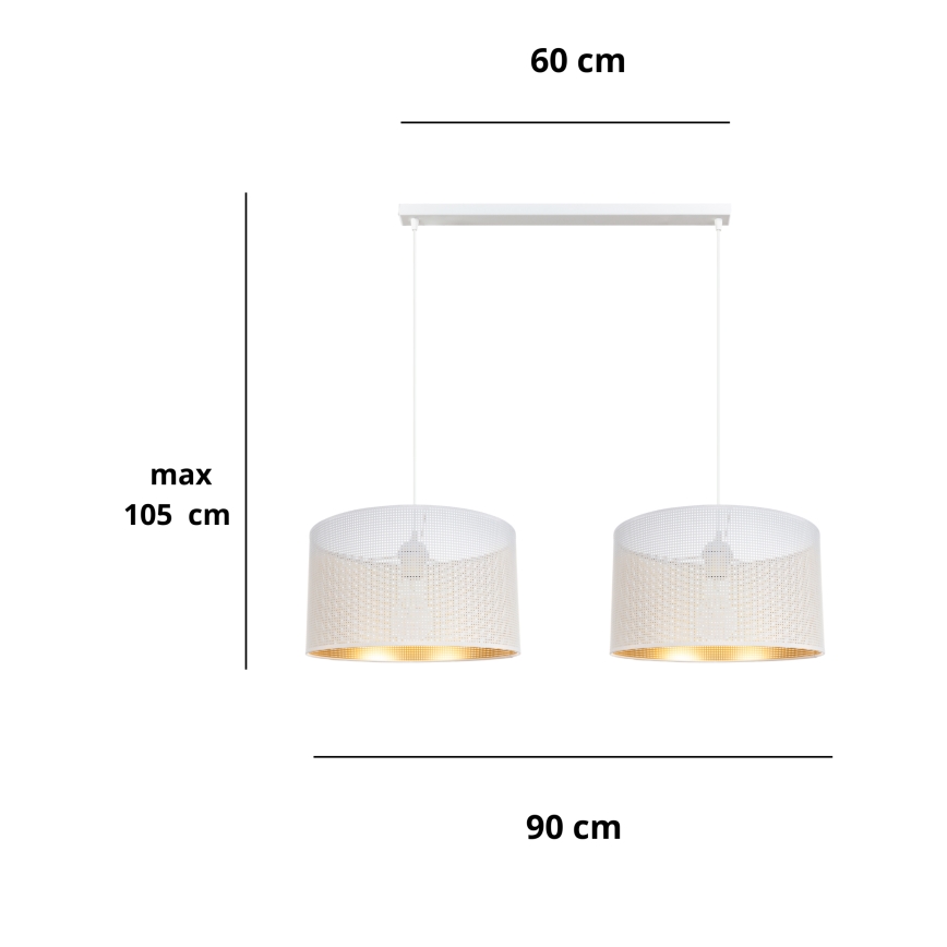Luster na sajli ALDO 2xE27/60W/230V beli