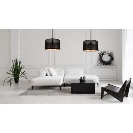 Luster na sajli ALDO 2xE27/60W/230V pauk crni