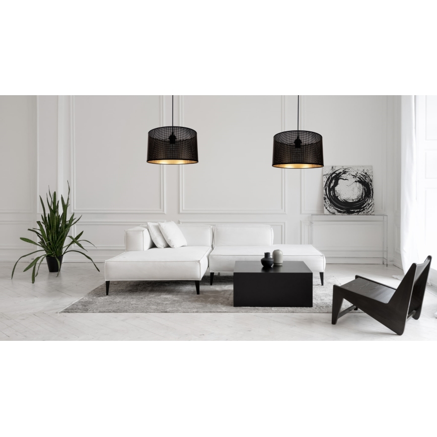 Luster na sajli ALDO 2xE27/60W/230V pauk crni