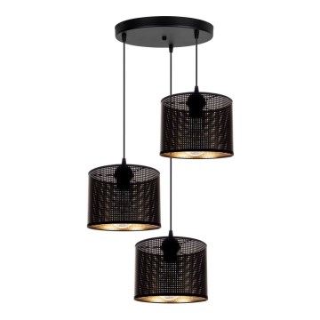 Luster na sajli ALDO, 3xE27/60W/230V, prečnik 45 cm, crne boje