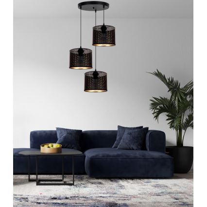 Luster na sajli ALDO, 3xE27/60W/230V, prečnik 45 cm, crne boje