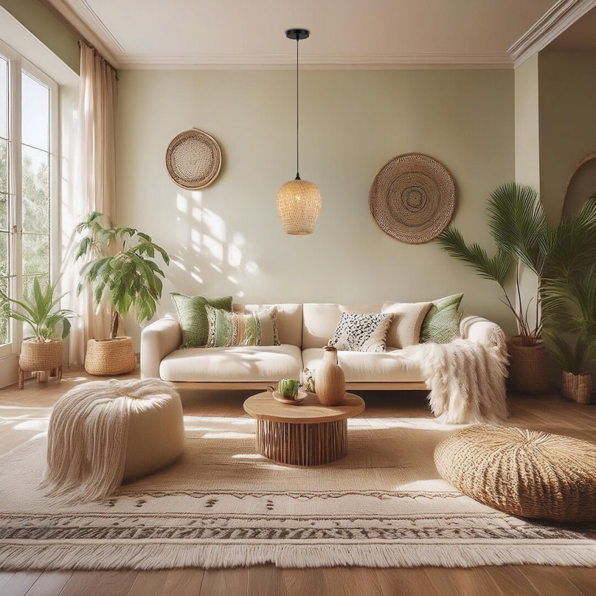 Luster na sajli ALMA, 1xE27/60W/230V, prečnik 23 cm, bambus