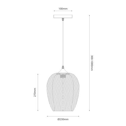 Luster na sajli ALMA, 1xE27/60W/230V, prečnik 23 cm, bambus