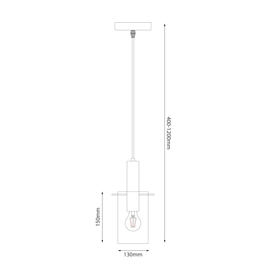 Luster na sajli ARCADIA 1xE27/60W/230V pr. 13 cm crna/dimljena