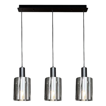Luster na sajli ARCADIA 3xE27/60W/230V crna/zadimljena