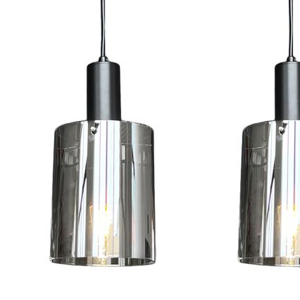 Luster na sajli ARCADIA 3xE27/60W/230V crna/zadimljena