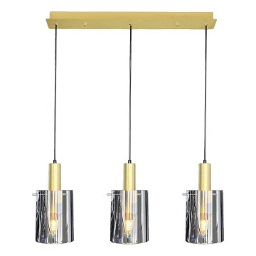 Luster na sajli ARCADIA 3xE27/60W/230V zlatna/zadimljena