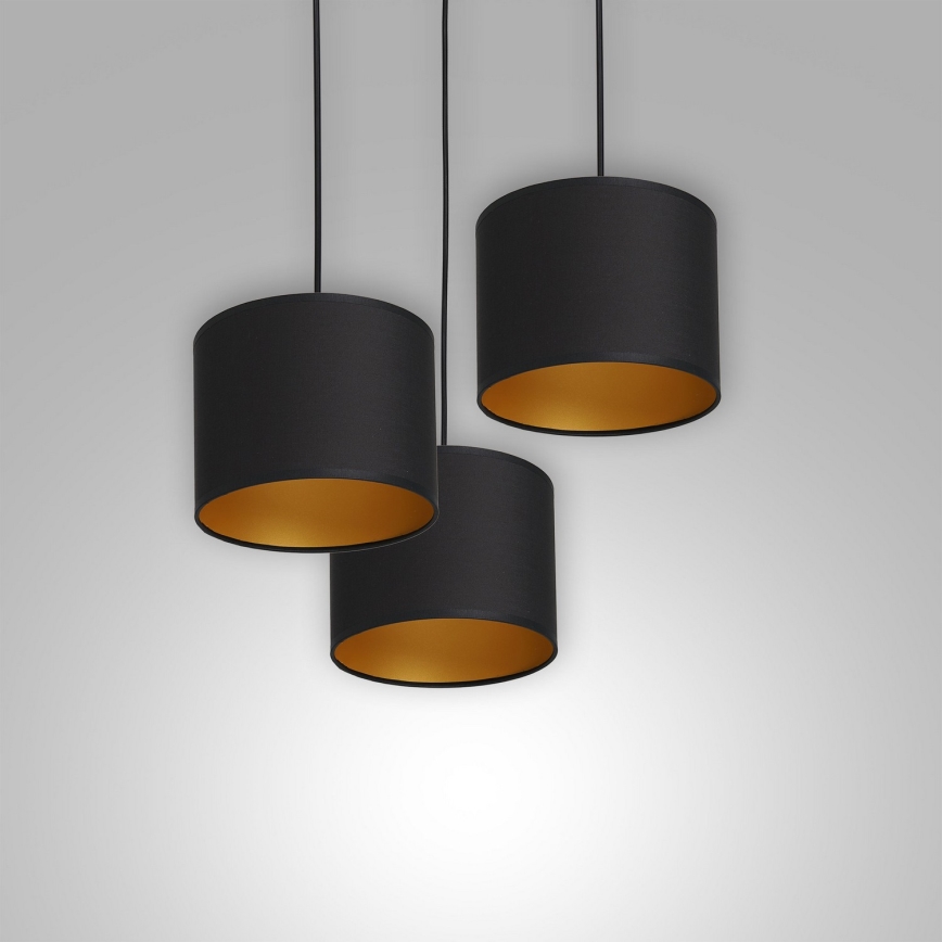 Luster na sajli ARDEN 3xE27/60W/230V crno-zlatni