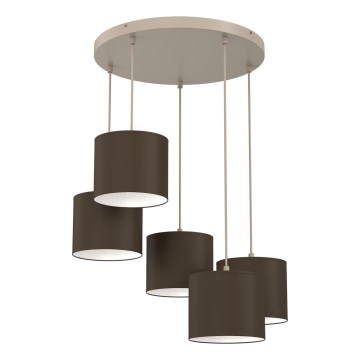 Luster na sajli ARDEN 5xE27/15W/230V bež/braon