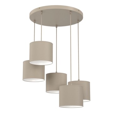 Luster na sajli ARDEN 5xE27/15W/230V prečnik 44 cm bež