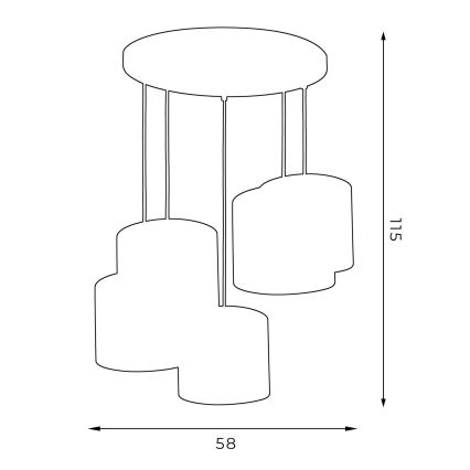 Luster na sajli ARDEN 5xE27/60W/230V crna/bela
