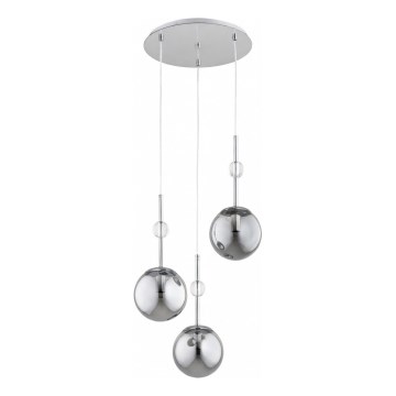 Luster na sajli ARVENA 3xE14/10W/230V sjajni hrom/crna/dimljeno