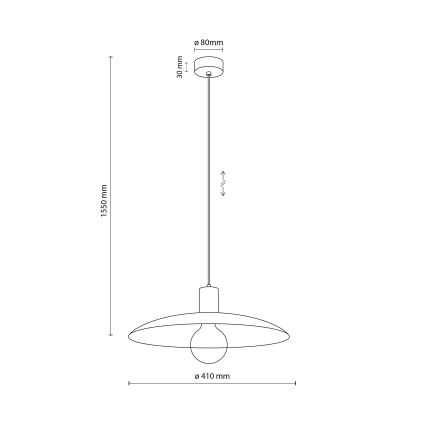 Luster na sajli ASTRA 1xE27/15W/230V prečnik 41 cm crna