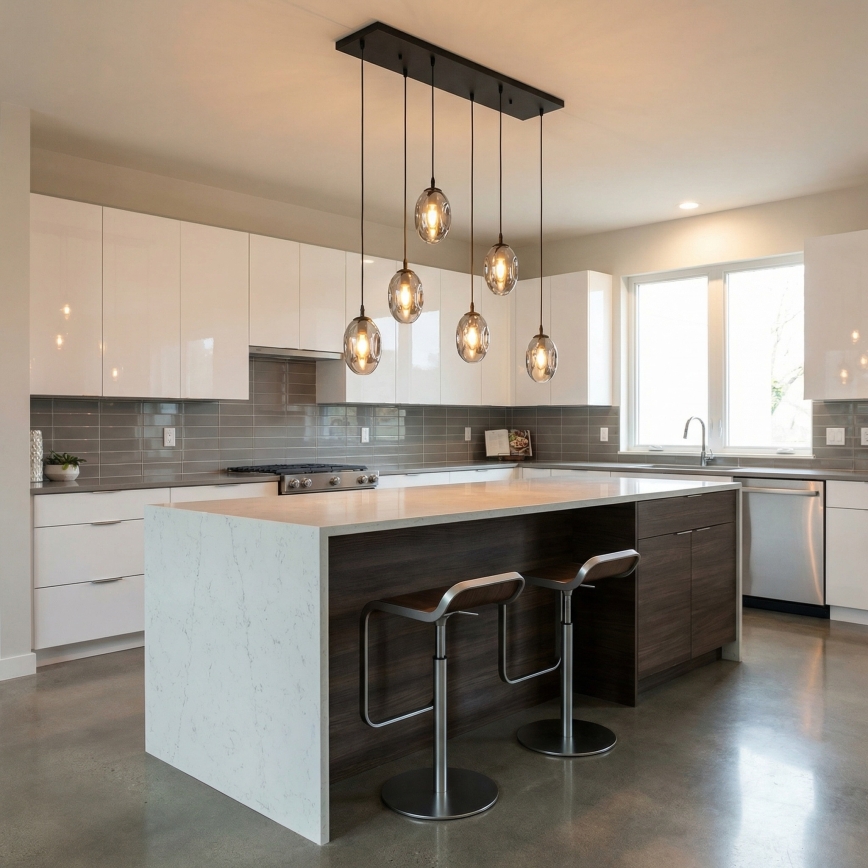 Luster na sajli ASTRAL 6xE14/10W/230V crna/zadimljena