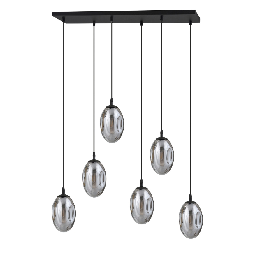 Luster na sajli ASTRAL 6xE14/10W/230V crna/zadimljena