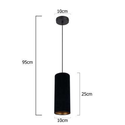 Luster na sajli AVALO 1xE27/60W/230V crna
