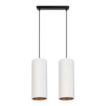 Luster na sajli AVALO 2xE27/60W/230V bela/bakrena