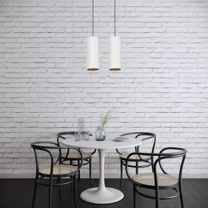 Luster na sajli AVALO 2xE27/60W/230V bela/bakrena