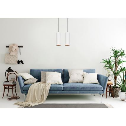 Luster na sajli AVALO 2xE27/60W/230V bela/bakrena