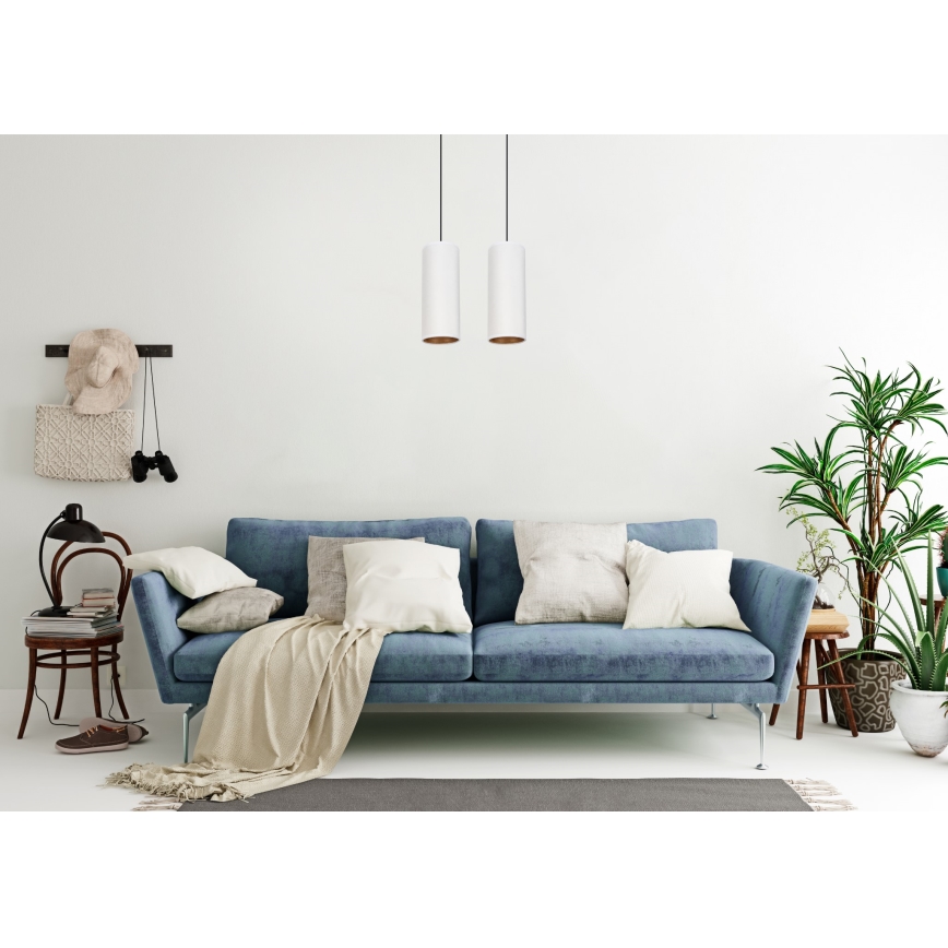 Luster na sajli AVALO 2xE27/60W/230V bela/bakrena