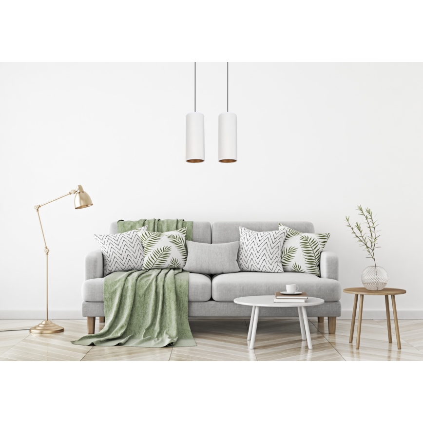 Luster na sajli AVALO 2xE27/60W/230V bela/bakrena