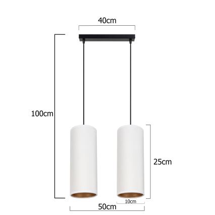 Luster na sajli AVALO 2xE27/60W/230V bela/bakrena