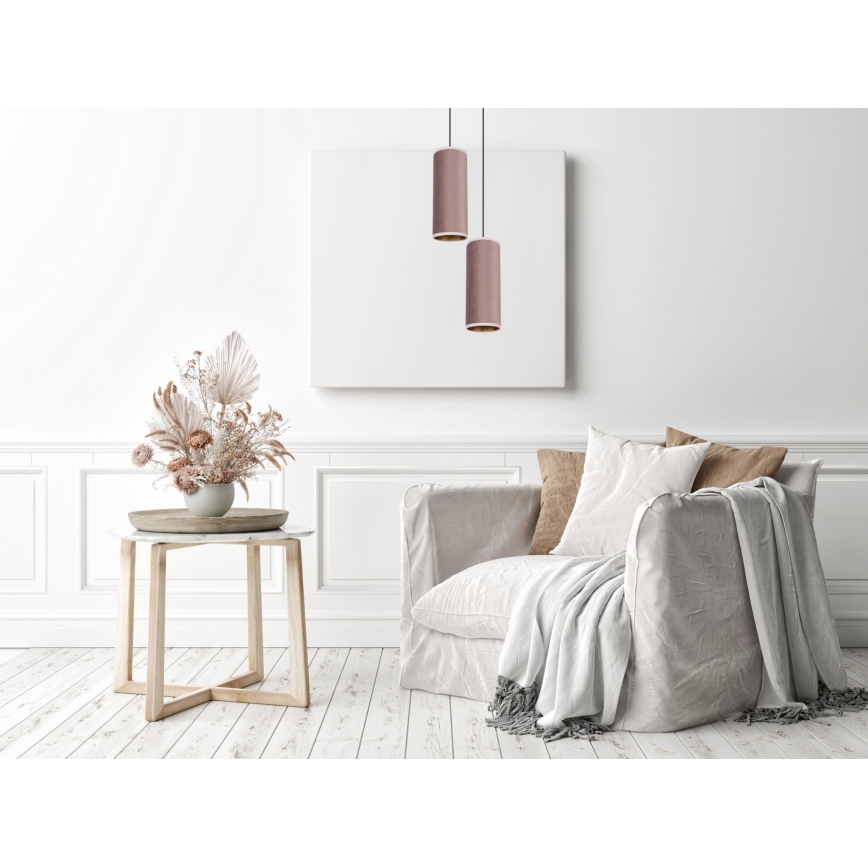 Luster na sajli AVALO 2xE27/60W/230V prečnik 20 cm ružičasta/bakrena