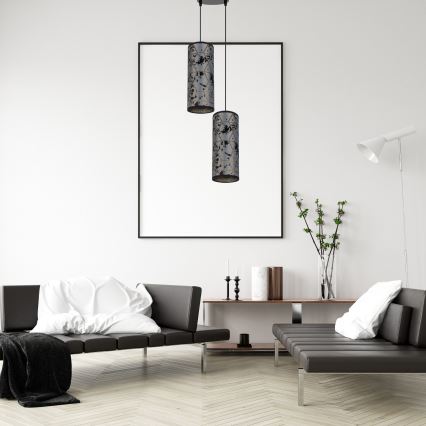 Luster na sajli AVALO 2xE27/60W/230V prečnik 20 cm siva/crna