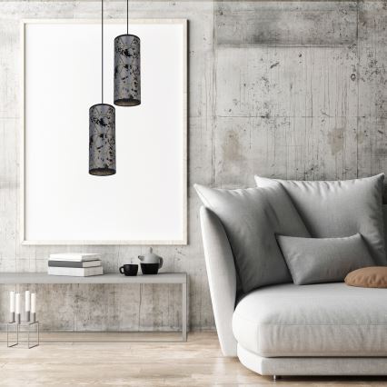 Luster na sajli AVALO 2xE27/60W/230V prečnik 20 cm siva/crna