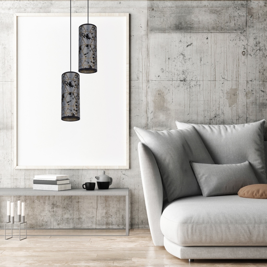 Luster na sajli AVALO 2xE27/60W/230V prečnik 20 cm siva/crna