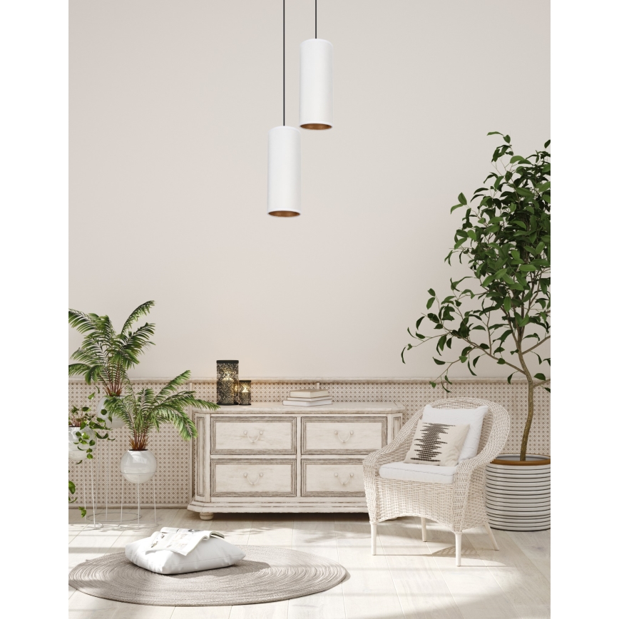 Luster na sajli AVALO 2xE27/60W/230V Ø 20 cm bela/bakrena