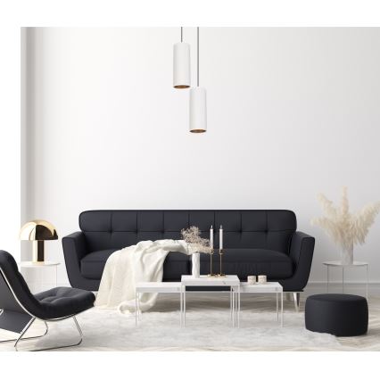 Luster na sajli AVALO 2xE27/60W/230V Ø 20 cm bela/bakrena