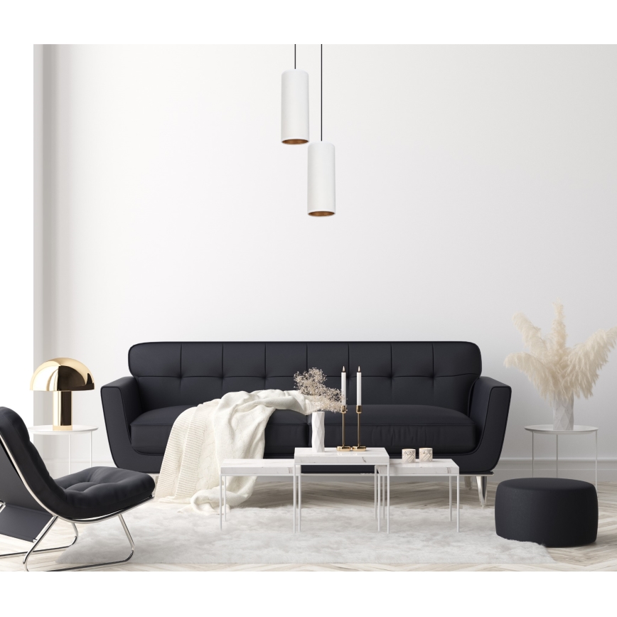 Luster na sajli AVALO 2xE27/60W/230V Ø 20 cm bela/bakrena