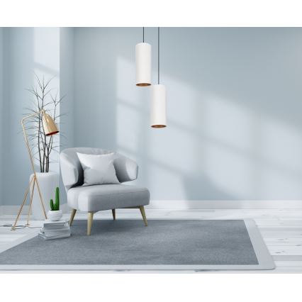 Luster na sajli AVALO 2xE27/60W/230V Ø 20 cm bela/bakrena