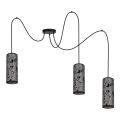 Luster na sajli AVALO 3xE27/60W/230V pauk siva/crna