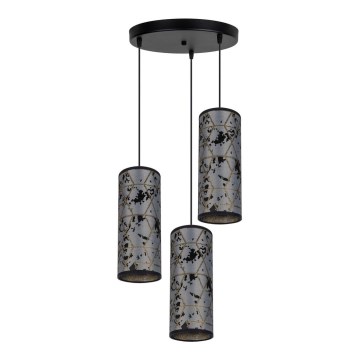 Luster na sajli AVALO 3xE27/60W/230V, prečnik 35 cm, siva/crna