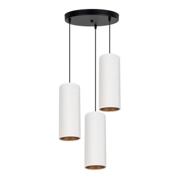 Luster na sajli AVALO 3xE27/60W/230V Ø 35 cm bela/bakarna