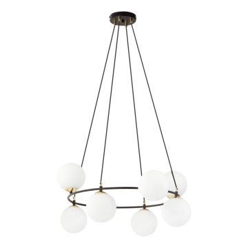 Luster na sajli AZURA 8xE14/10W/230V crna/bela