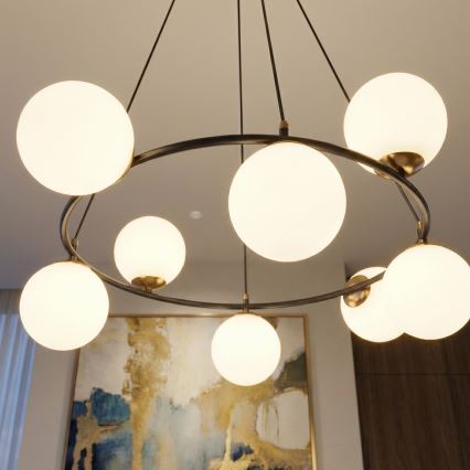 Luster na sajli AZURA 8xE14/10W/230V crna/bela