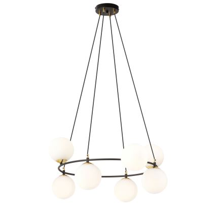 Luster na sajli AZURA 8xE14/10W/230V crna/bela