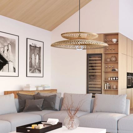 Luster na sajli BALI 1xE27/20W/230V prečnik 60 cm bambus