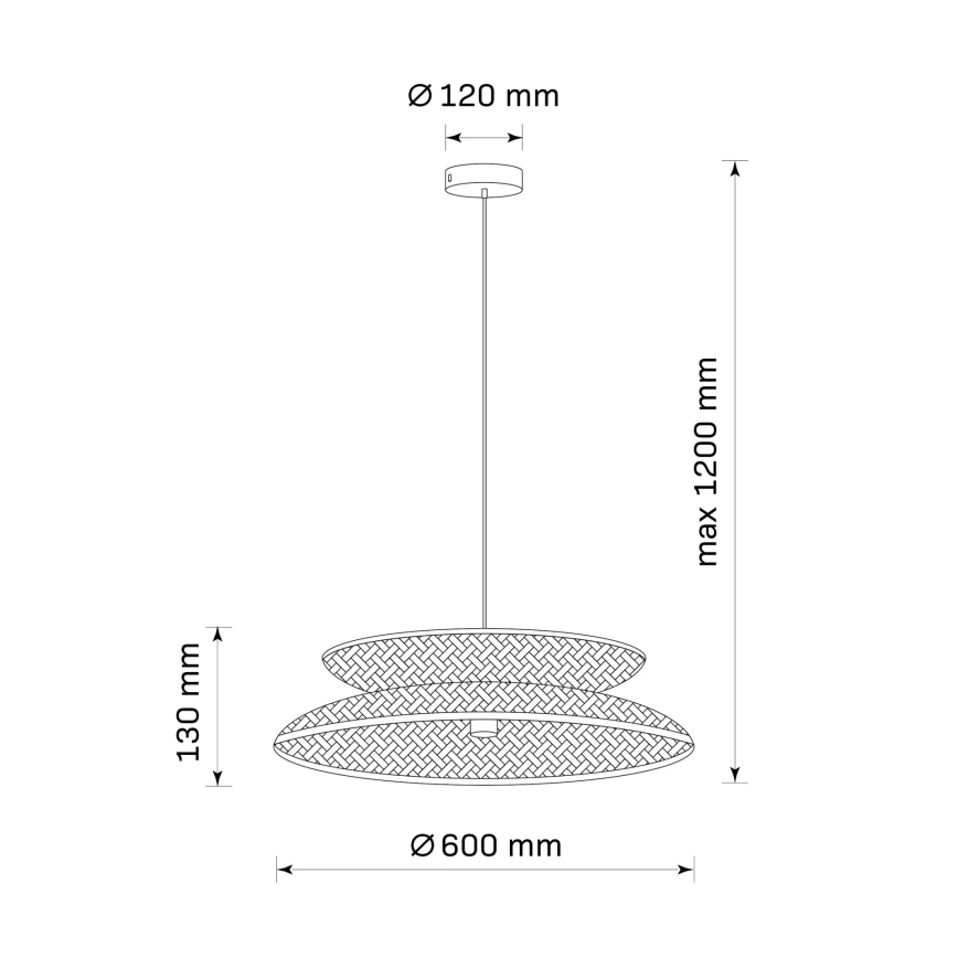 Luster na sajli BALI 1xE27/20W/230V prečnik 60 cm bambus