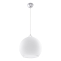 Luster na sajli BALL 1xE27/15W/230V prečnik 30 cm bela/sjajni hrom