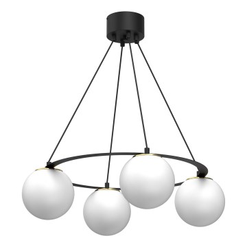 Luster na sajli BALLO 4xE27/15W/230V crna/bela