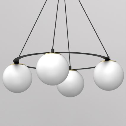 Luster na sajli BALLO 4xE27/15W/230V crna/bela